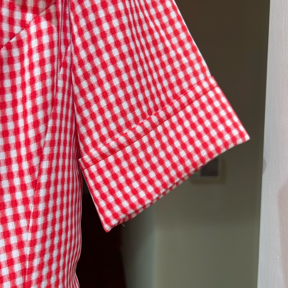 Vintage polyester dress red & white checked dress. Size tag missing. - Picture 4 of 5